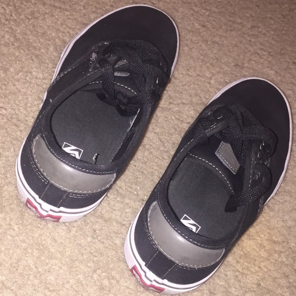 Black Vans with Grey Leather on the Back